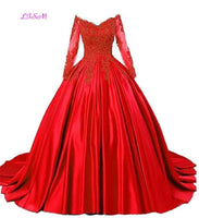 LISM - Original Luxury Ball Gown Quinceanera Dress Burgundy Off Shoulder Appliques Pageant Dress Long Sleeves Puffy Plus Size Formal Prom Gowns