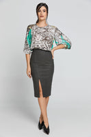 CONQUISTA FASHION - Original Dusty Green Pencil Skirt