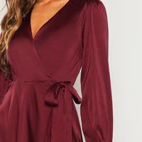 LUXURY AND ME - Original V-Neck Belted Wrap Asymmetric Party Maxi Dress