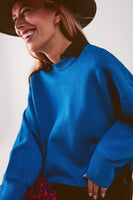 Q2 - Original Balloon Sleeve Knitted Jumper in Blue