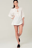 Q2 - Original Embellished White Mini Dress With Embroidery Detailing