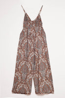 Q2 - Original Wide Leg Jumpsuit in Beige Paisley Print