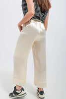 Q2 - Original Satin Wide Leg Suit Pants in Cream