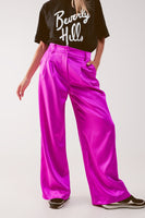 Q2 - Original Palazzo Pleated Pants in Fuchsia