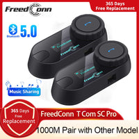 FREEDCONN - Original TCOM-SC Bluetooth Motorcycle Helmet Headset Intercom Interphone With LCD Screen FM Radio T-Com SC Communicator