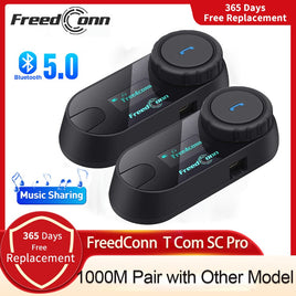 FREEDCONN - Original TCOM-SC Bluetooth Motorcycle Helmet Headset Intercom Interphone With LCD Screen FM Radio T-Com SC Communicator