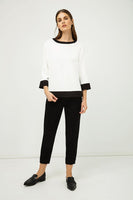 CONQUISTA FASHION - Original Boat Neck Top With Zip Detail IN Black and White