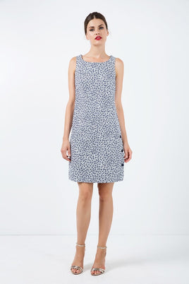 CONQUISTA FASHION - Original Sleeveless Floral a Line Dress With Button Detail