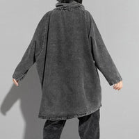 MARIGOLDSHADOWS - Original Reon Turtleneck Loose Denim Sweatshirt