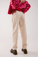 Q2 - Original Wide Cream Corduroy Pants With Peg