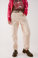 Q2 - Original Wide Cream Corduroy Pants With Peg