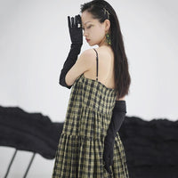 MARIGOLDSHADOWS - Original Sango Loose Plaid Spaghetti Strap Dress