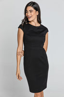 CONQUISTA FASHION - Original Fitted Black Dress With Cap Sleeves