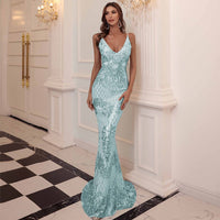 EVELYN BELLUCI - Original Marissa Aqua Sequin Gown