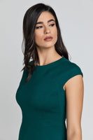 CONQUISTA FASHION - Original Fitted Emerald Dress With Cap Sleeves