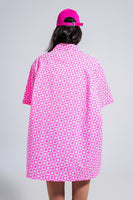 Q2 - Original Oversized Short Sleeve Shirt in Bright Pink