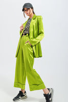 Q2 - Original Satin Wide Leg Suit Pants in Green