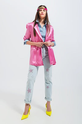 Q2 - Original Satin Blazer in Pink