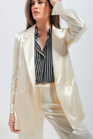 Q2 - Original Satin Blazer in Cream