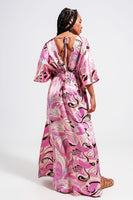 Q2 - Original Tie Back Midi Dress in Pink