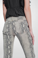 Q2 - Original Beige Super Skinny Reversible Pants With Snake Print