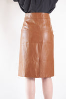 LE REUSSI - Original Power Woman- Dark Hazel Leather Skirt