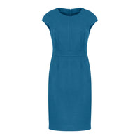 CONQUISTA FASHION - Original Fitted Petrol Blue Dress With Cap Sleeves