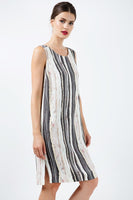 CONQUISTA FASHION - Original Striped Straight Dress With Belt