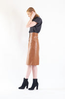 LE REUSSI - Original Power Woman- Dark Hazel Leather Skirt