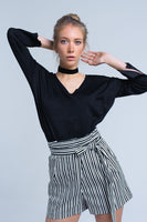 Q2 - Original Black Knit Sweater With Gold Lurex Detail