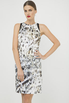 CONQUISTA FASHION - Original Print Sleeveless Dress With Contrast Detail