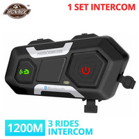 HEROBIKER - Original 2 Sets 1200M BT Motorcycle Helmet Intercom Waterproof Wireless Bluetooth Moto Headset Interphone FM Radio for 2 Rides