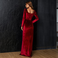 EVELYN BELLUCI - Original Joline Long Sleeves Velvet Dress