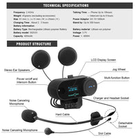 FREEDCONN - Original TCOM-SC Bluetooth Motorcycle Helmet Headset Intercom Interphone With LCD Screen FM Radio T-Com SC Communicator