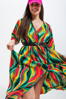 Q2 - Original Shirt Dress in Green Abstract Swirl Print