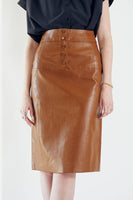 LE REUSSI - Original Power Woman- Dark Hazel Leather Skirt