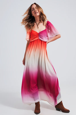 Q2 - Original Ombre Sweetheart Maxi Dress in Fuchsia