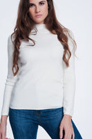 Q2 - Original Sweatshirt With Button Detail in Cream