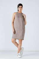 CONQUISTA FASHION - Original Taupe Sleeveless Sack Dress