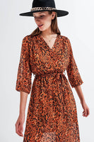 Q2 - Original Long Wrap Dress in Animal Print