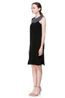 LAGEROSE - Original Black Midi Dress With Grey Collar