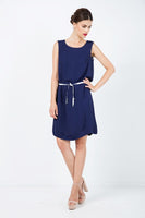 CONQUISTA FASHION - Original Solid Colour Straight Dress With Belt