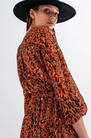 Q2 - Original Long Wrap Dress in Animal Print