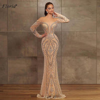 FLORIA - Original 2020 Mermaid Beading Prom Dresses Long Sexy Evening Dresses With Sleeves Women Wedding Party Dresses Robe Longue Turkish Couture DIGITAL OFFICE ELECTRONIC