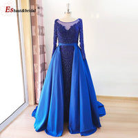 ESHAUT&BRIDAL - Original 2022 Luxury Mermaid Evening Night Dress for Women Muslim O Neck Long Sleeves Beading Sequin Handmade Formal Wedding Party