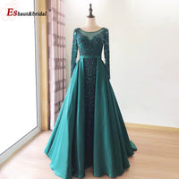 ESHAUT&BRIDAL - Original 2022 Luxury Mermaid Evening Night Dress for Women Muslim O Neck Long Sleeves Beading Sequin Handmade Formal Wedding Party Gowns