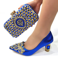 VENUS CHAN - Original 2022 Latest Italian Design Ladies Sexy Stiletto Heels Catwalk Shoes With Embroidered Rhinestones Shoes and Bag Set