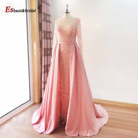 ESHAUT&BRIDAL - Original 2022 Luxury Mermaid Evening Night Dress for Women Muslim O Neck Long Sleeves Beading Sequin Handmade Formal Wedding Party Gowns