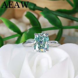 Original Green Blue Cushion cut Moissanite Centre Stone 3ct 2ct Moissanite Engagement Ring Silver