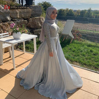 ESHAUT&BRIDAL - Original 2022 Luxury Mermaid Evening Night Dress for Women Muslim O Neck Long Sleeves Beading Sequin Handmade Formal Wedding Party Gowns